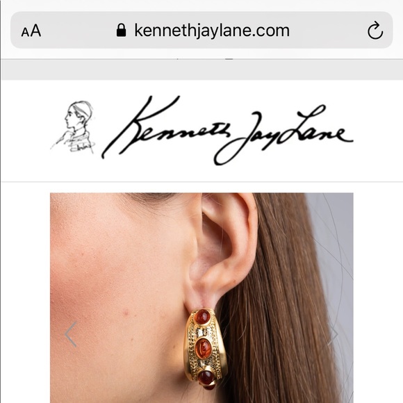 Kenneth jay lane gold hoop grazia tortoise earring - Picture 4 of 4